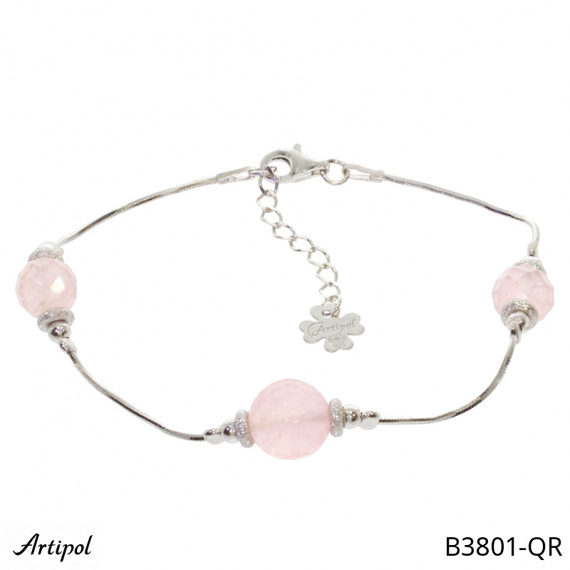 Bracelet B3801-QR en Quartz rose véritable