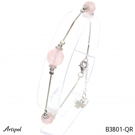 Bracelet B3801-QR with real Rose quartz