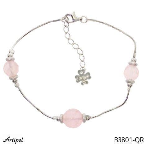 Armreif B3801-QR mit echter Rosenquarz