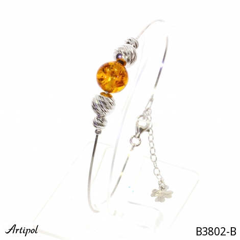 Armreif B3802-B mit echter Bernstein