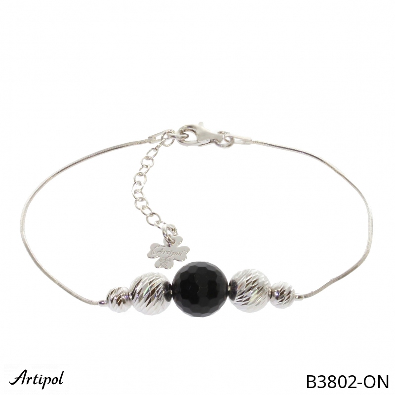 Bracelet B3802-ON en Onyx noir véritable