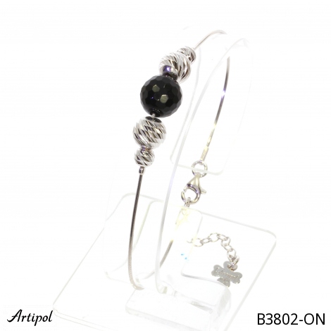 Bracelet B3802-ON en Onyx noir véritable