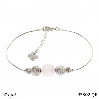 Bracelet B3802-QR with real Quartz rose