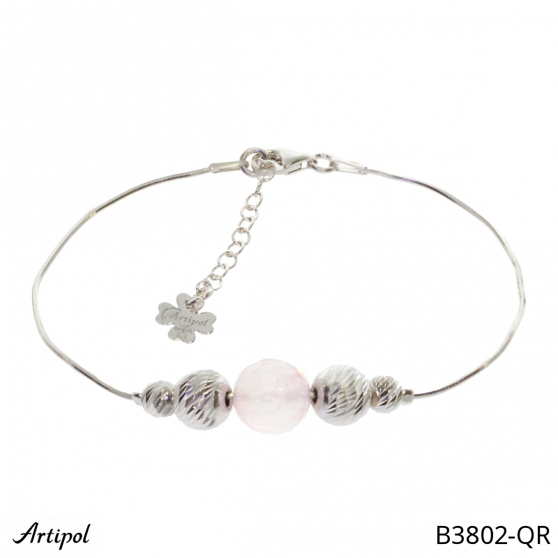 Bracelet B3802-QR with real Rose quartz