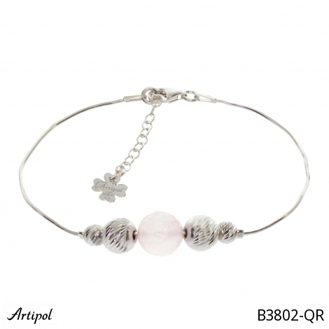 Bracelet B3802-QR with real Rose quartz