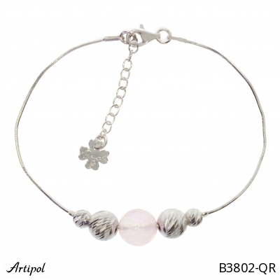 Bracelet B3802-QR with real Rose quartz