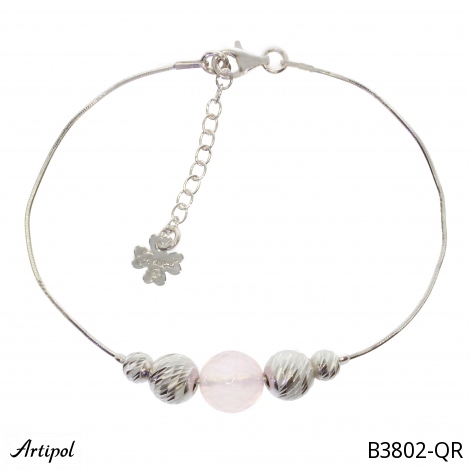 Bracelet B3802-QR with real Rose quartz