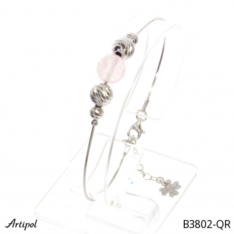 Bracelet B3802-QR with real Rose quartz
