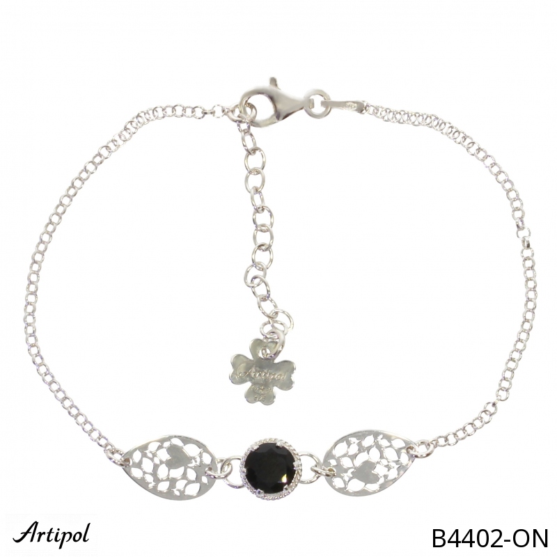 Bracelet B4402-ON en Onyx noir véritable