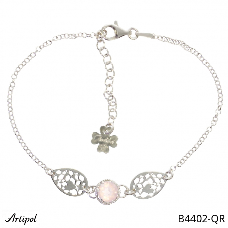 Bracelet B4402-QR with real Rose Quartz