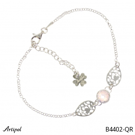 Bracelet B4402-QR with real Rose quartz