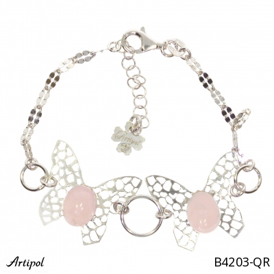 Bracelet B4203-QR with real Rose Quartz