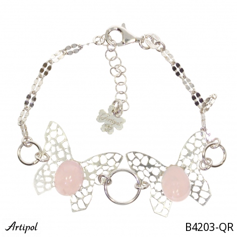 Armreif B4203-QR mit echter Rosenquarz