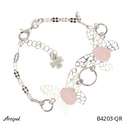 Bracelet B4203-QR with real Rose quartz