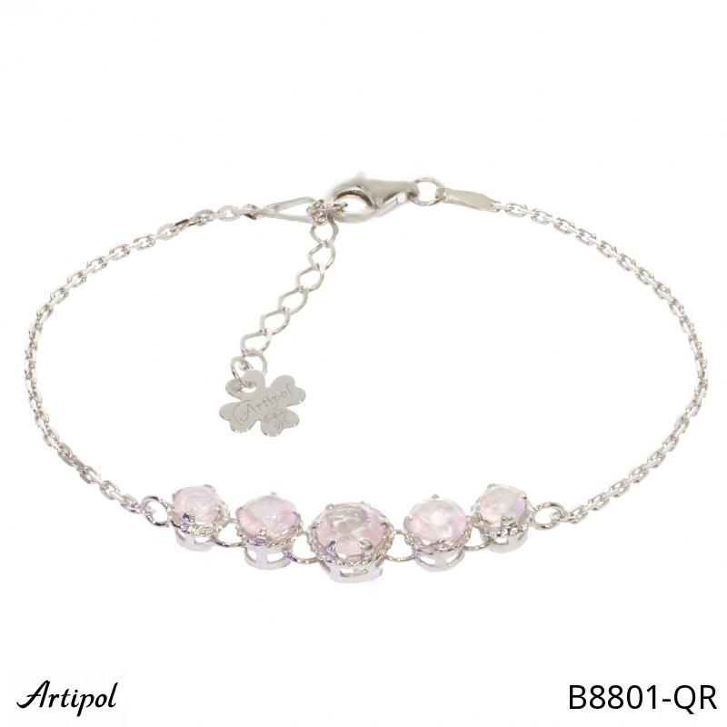 Bracelet B8801-QR with real Rose quartz