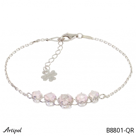 Bracelet B8801-QR with real Rose Quartz
