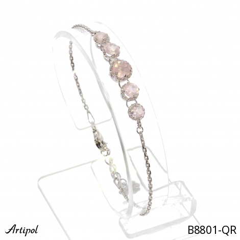 Armreif B8801-QR mit echter Rosenquarz
