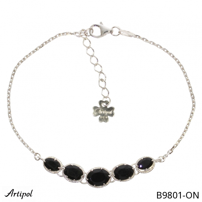 Bracelet B9801-ON en Onyx noir véritable