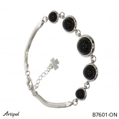 Bracelet B7601-ON en Onyx noir véritable