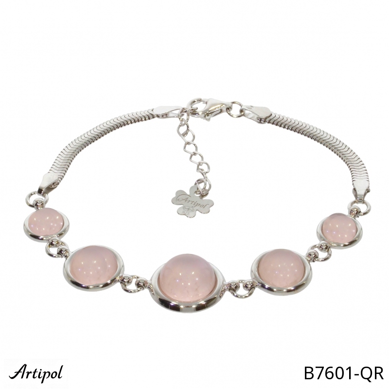 Armreif B7601-QR mit echter Rosenquarz