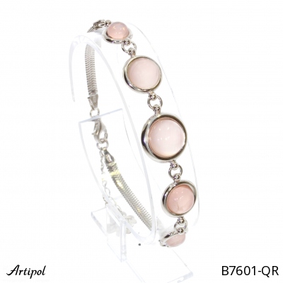 Bracelet B7601-QR with real Rose quartz