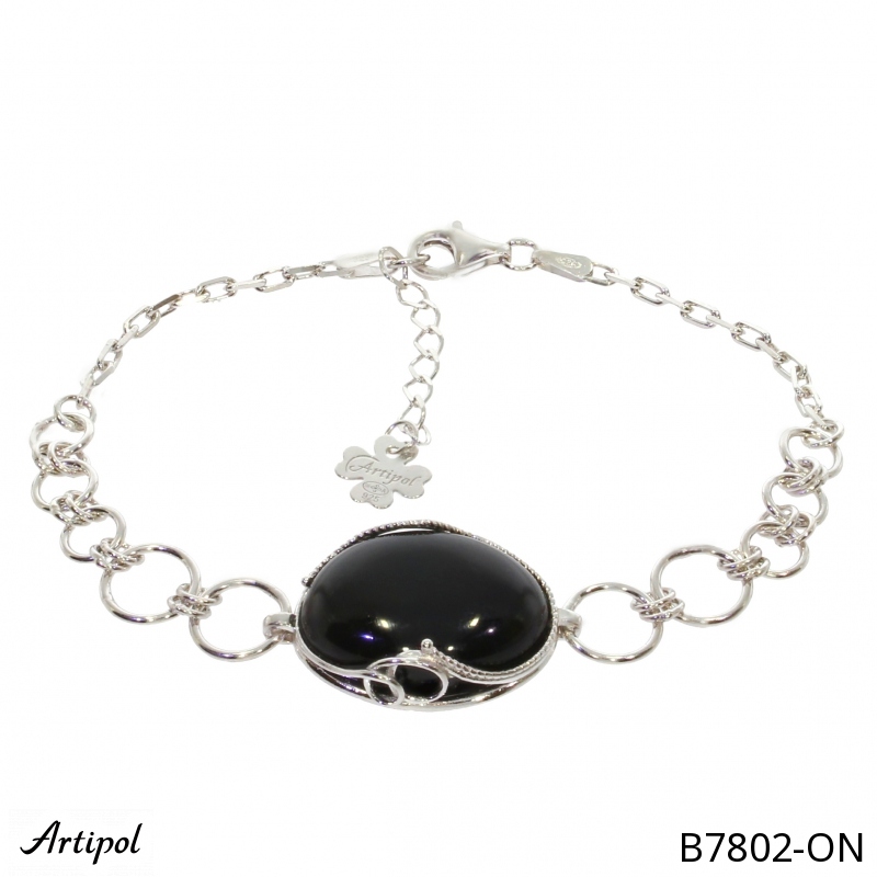 Bracelet B7802-ON en Onyx noir véritable