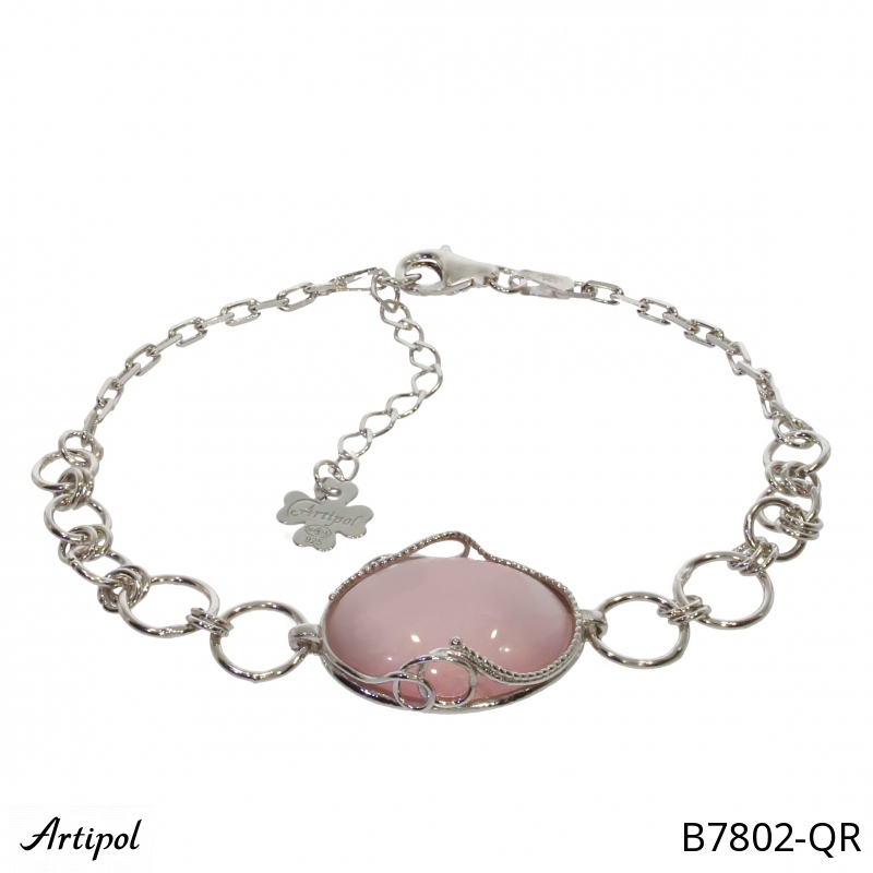 Bracelet B7802-QR with real Rose quartz