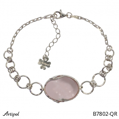 Bracelet B7802-QR with real Rose quartz