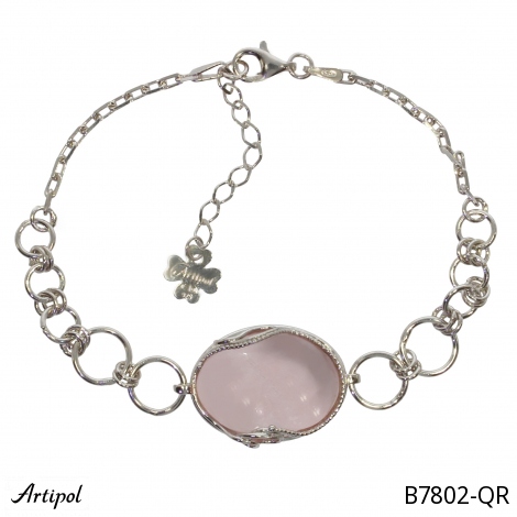 Armreif B7802-QR mit echter Rosenquarz