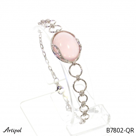 Armreif B7802-QR mit echter Rosenquarz