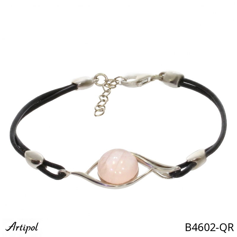 Bracelet B4602-QR with real Rose quartz