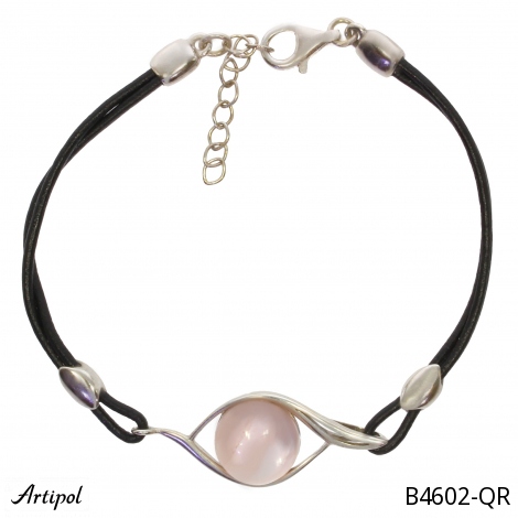 Bracelet B4602-QR with real Rose quartz