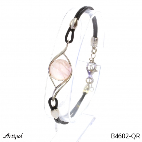 Armreif B4602-QR mit echter Rosenquarz