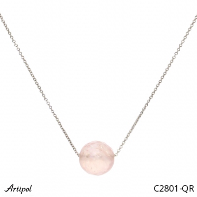 Necklace C2801-QR with real Rose quartz