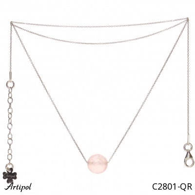 Necklace C2801-QR with real Rose quartz