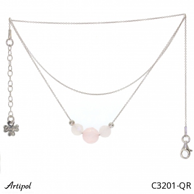 Necklace C3201-QR with real Quartz rose