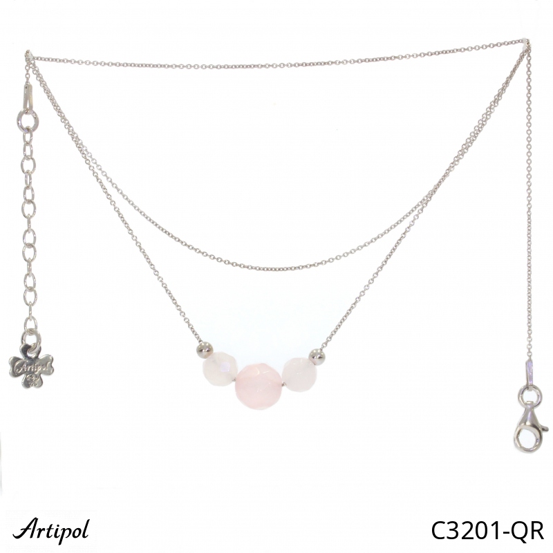 Necklace C3201-QR with real Rose Quartz