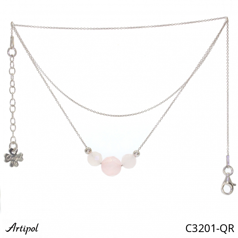 Necklace C3201-QR with real Rose quartz