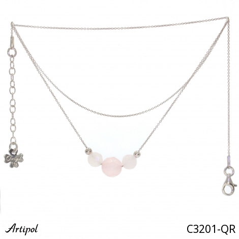 Necklace C3201-QR with real Rose Quartz