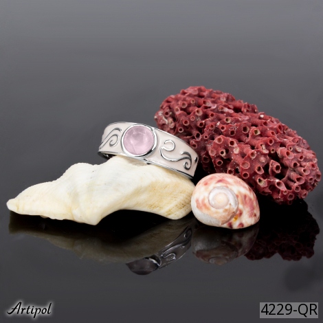 Ring 4229-QR mit echter Rosenquarz