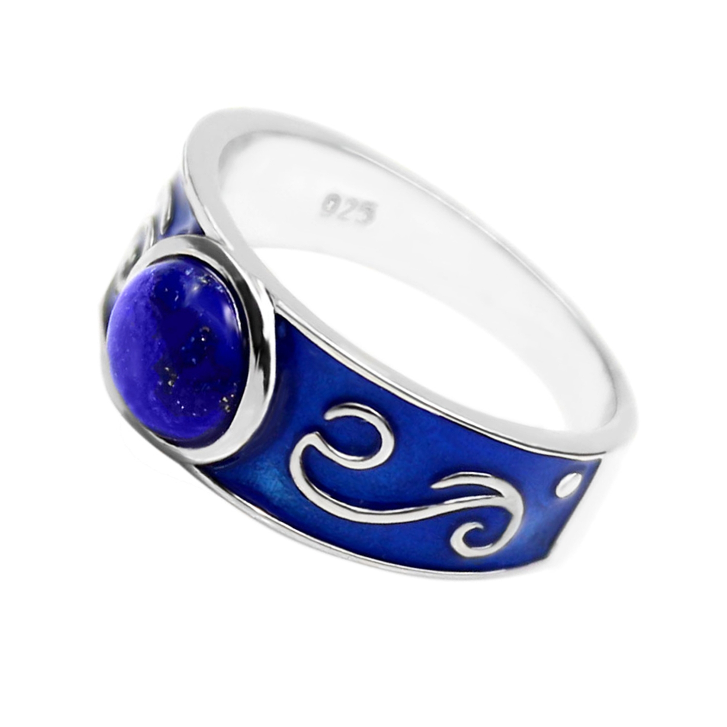 AUX BIJOUX ANCIENS - BIJOUTERIE BOUCHET - Bagues - Bague ancienne émail bleu et roses de diamants