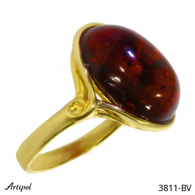 Ring 3811-BV with real Amber gold plated