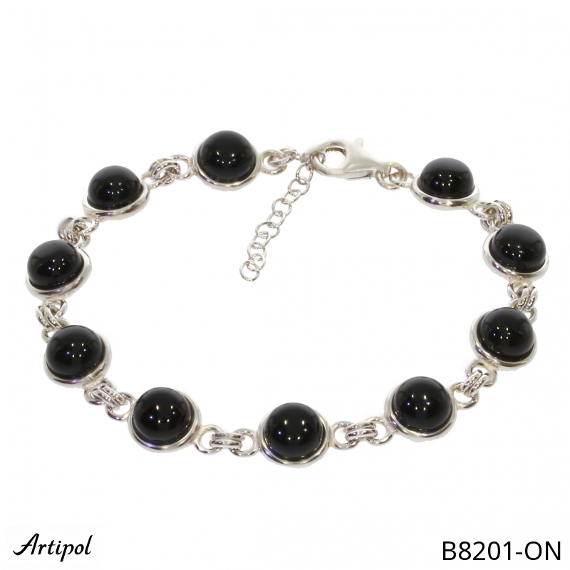 Bracelet B8201-ON en Onyx noir véritable