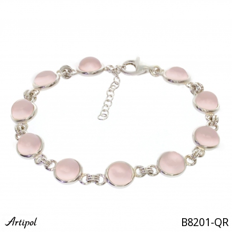 Bracelet B8201-QR with real Rose Quartz
