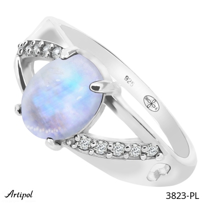 Ring 3823-PL with real Rainbow Moonstone