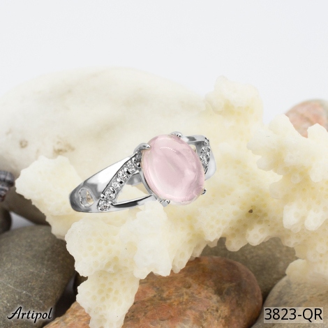 Ring 3823-QR mit echter Rosenquarz