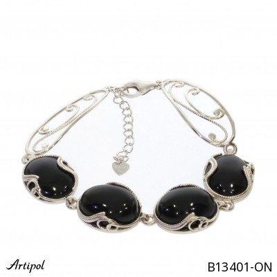 Bracelet B13401-ON en Onyx noir véritable