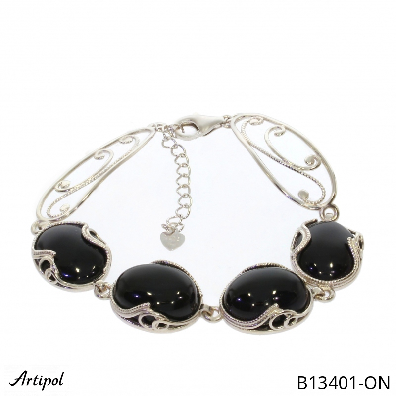 Bracelet B13401-ON with real Black Onyx