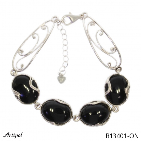 Bracelet B13401-ON en Onyx noir véritable