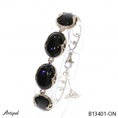 Bracelet B13401-ON en Onyx noir véritable